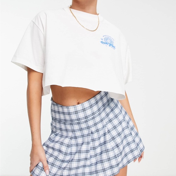 Hollister White and Blue Pleated Skater Mini Skirt Size XS - Picture 1 of 10